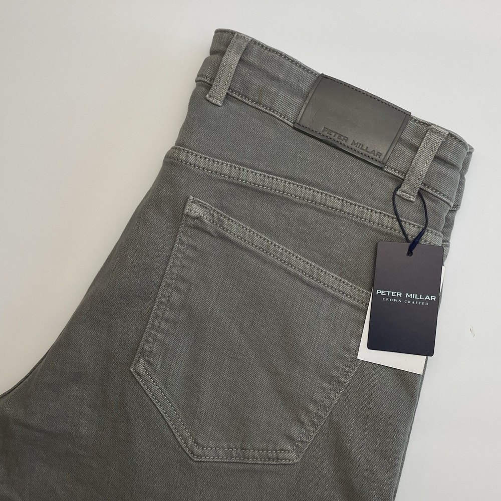 NEW Peter Millar Fairfield Jeans Men 33x32 Garment Dyed Denim Crown Crafted Gray